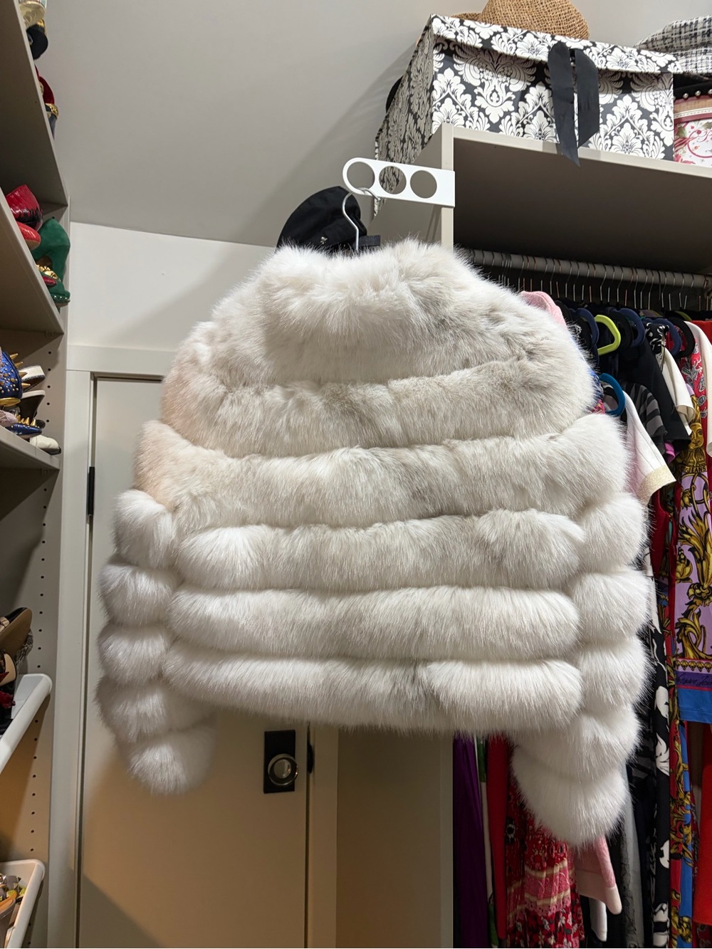LoveShackFancy White Plush Faux Fur Cropped Jacket - Picture 2 of 5